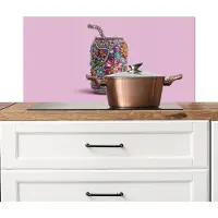KitchenYeah Spatscherm keuken 80x40 cm - Kookplaat achterwand Frisdrankblikje - Bloemenpatroon - Edelstenen - Kleurrijk - Muurbeschermer - Spatwand fornuis - Hoogwaardig aluminium