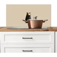 KitchenYeah Spatscherm keuken 80x40 cm - Kookplaat achterwand Beer - Donkerbruin - Minimalistisch - Muurbeschermer - Spatwand fornuis - Hoogwaardig aluminium