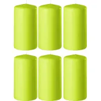 Enlightening Candles Cilinderkaars - 8x - stompkaars - limegroen - D6 x H15 cm - 58 branduren - Dikke kaarsen - Voor kandelaar of plateau