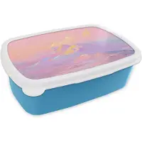 MuchoWow Broodtrommel Blauw - Lunchbox Bergtoppen - Wolken - Dromerig - Brooddoos 18x12x6 cm - Brood lunch box - Broodtrommels voor kinderen en volwassenen