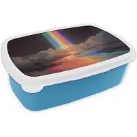 MuchoWow Broodtrommel Blauw - Lunchbox Regenboog - Verticaal - Sterrenhemel - Wolken - Brooddoos 18x12x6 cm - Brood lunch box - Broodtrommels voor kinderen en volwassenen