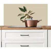 KitchenYeah Spatscherm keuken 100x50 cm - Kookplaat achterwand Tak - Groene Bladeren - Vruchten - Muurbeschermer - Spatwand fornuis - Hoogwaardig aluminium