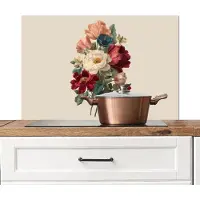 KitchenYeah Spatscherm keuken 80x55 cm - Kookplaat achterwand Boeket - Warme tinten - Elegant - Muurbeschermer - Spatwand fornuis - Hoogwaardig aluminium