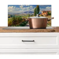 KitchenYeah Spatscherm keuken 60x30 cm - Kookplaat achterwand Mensen - Wandelen - Zandpad - Velden - Muurbeschermer - Spatwand fornuis - Hoogwaardig aluminium