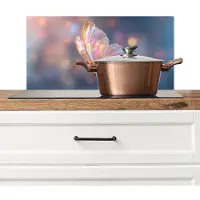 KitchenYeah Spatscherm keuken 60x30 cm - Kookplaat achterwand Vlinder - Vleugels - Pastel - Glinstering - Muurbeschermer - Spatwand fornuis - Hoogwaardig aluminium