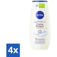 Nivea 4 x - Douchegel - Crème Protect & Dexpantenol - Unieke Crème Geur - 250 ml - Douchegel - Huidverzorging - Vitamine C - Vitamine E - Dexpanthenol