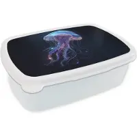 MuchoWow Broodtrommel Wit - Lunchbox Tentakels - Kwal - Paars - Sprankeling - Brooddoos 18x12x6 cm - Brood lunch box - Broodtrommels voor kinderen en volwassenen