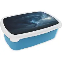 MuchoWow Broodtrommel Blauw - Lunchbox Tornado - Duister - Wolken - Brooddoos 18x12x6 cm - Brood lunch box - Broodtrommels voor kinderen en volwassenen