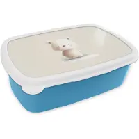 MuchoWow Broodtrommel Blauw - Lunchbox Beertje - Sneeuwvlokje - Wit - Pluizig - Brooddoos 18x12x6 cm - Brood lunch box - Broodtrommels voor kinderen en volwassenen
