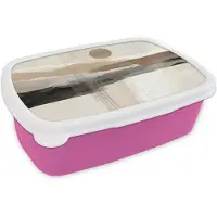 MuchoWow Broodtrommel Roze - Lunchbox Minimalistisch - Landschap - Dimensie - Brooddoos 18x12x6 cm - Brood lunch box - Broodtrommels voor kinderen en volwassenen