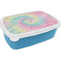 MuchoWow Broodtrommel Blauw - Lunchbox Pasteltinten - Tie dye - Roze - Brooddoos 18x12x6 cm - Brood lunch box - Broodtrommels voor kinderen en volwassenen