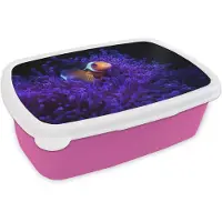 MuchoWow Broodtrommel Roze - Lunchbox Koraal - Vis - Oranje - Zee - Brooddoos 18x12x6 cm - Brood lunch box - Broodtrommels voor kinderen en volwassenen