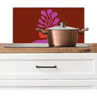 KitchenYeah Spatscherm keuken 70x30 cm - Kookplaat achterwand Boom - Paars - Cirkel - Vloeiend - Muurbeschermer - Spatwand fornuis - Hoogwaardig aluminium