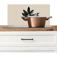KitchenYeah Spatscherm keuken 70x30 cm - Kookplaat achterwand Laurierbladeren - Bloemknoppen - subtiel - Muurbeschermer - Spatwand fornuis - Hoogwaardig aluminium