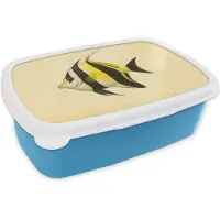 MuchoWow Broodtrommel Blauw - Lunchbox Vis - Sierlijk - Rugvin - Geel - Brooddoos 18x12x6 cm - Brood lunch box - Broodtrommels voor kinderen en volwassenen