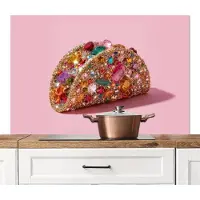 KitchenYeah Spatscherm keuken 120x80 cm - Kookplaat achterwand Taco - Kleurrijk - Edelstenen - Goud - Muurbeschermer - Spatwand fornuis - Hoogwaardig aluminium