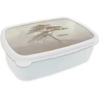 MuchoWow Broodtrommel Wit - Lunchbox Boom - Oosterse stijl - Landschap - Brooddoos 18x12x6 cm - Brood lunch box - Broodtrommels voor kinderen en volwassenen