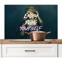 KitchenYeah Spatscherm keuken 100x65 cm - Kookplaat achterwand Vrouw - Roos - Quote - Muurbeschermer - Spatwand fornuis - Hoogwaardig aluminium