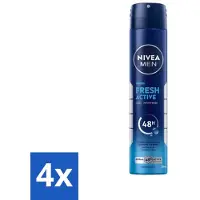 Nivea 4 x - Deo Spray XL - Fresh Active - 48 Uur Lang Werkend - 200 ml - MEN Deodorant Spray - Anti-Geur - 48 Uur Bescherming - Oceaanextracten - Antibacterieel