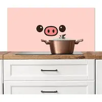 KitchenYeah Spatscherm keuken 100x50 cm - Kookplaat achterwand Varken - Roze - Minimalistisch - Muurbeschermer - Spatwand fornuis - Hoogwaardig aluminium