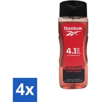Reebok 4 x - Activate Your Senses - Douchegel - 4 in 1 - 400 ml - Douchegel - 4 In 1 - Douche - Scheerschuim - Lichaam