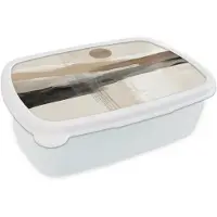 MuchoWow Broodtrommel Wit - Lunchbox Minimalistisch - Landschap - Dimensie - Brooddoos 18x12x6 cm - Brood lunch box - Broodtrommels voor kinderen en volwassenen