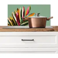 KitchenYeah Spatscherm keuken 70x30 cm - Kookplaat achterwand Bladeren - Tak - Kleurrijk - Muurbeschermer - Spatwand fornuis - Hoogwaardig aluminium