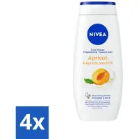 Nivea 4 x - Douchegel - Soft Apricot - Huidbeschermend - 250 ml - Douchegel - Huidbeschermend - Abrikozenpitolie - Druivenpitolie - Vitamine C
