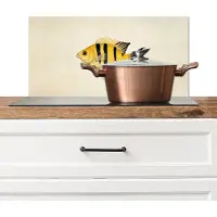 KitchenYeah Spatscherm keuken 60x30 cm - Kookplaat achterwand Geel - Vis - Strepen - Tropisch - Muurbeschermer - Spatwand fornuis - Hoogwaardig aluminium