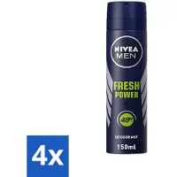 Nivea 4 x - Men - Deodorant - Spray - Fresh Power - 48 Uur Lang Werkend - 150 ml - MEN - Deodorant Spray - Anti-transpirant - 48 Uur Bescherming - Frisheid