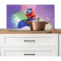KitchenYeah Spatscherm keuken 80x40 cm - Kookplaat achterwand Frisdrank - Blik - Paars - Muurbeschermer - Spatwand fornuis - Hoogwaardig aluminium