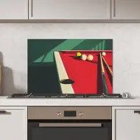 KitchenYeah Spatscherm keuken 70x50 cm - Kookplaat achterwand Biljarttafel - Ballen - Rood - Schaduw - Muurbeschermer - Spatwand fornuis - Hoogwaardig aluminium