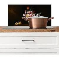 KitchenYeah Spatscherm keuken 70x30 cm - Kookplaat achterwand Liefde - Modern - Bloemen - Muurbeschermer - Spatwand fornuis - Hoogwaardig aluminium