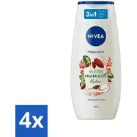 Nivea 4 x - Douchegel - Winter Moment Cacao - 250 ml - Douchegel - Winter Moment - Cacao - Verzorgende Douchegel - Macadamia-olie