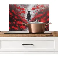 KitchenYeah Spatscherm keuken 70x50 cm - Kookplaat achterwand Rode bloemen - mistig - Man - Muurbeschermer - Spatwand fornuis - Hoogwaardig aluminium