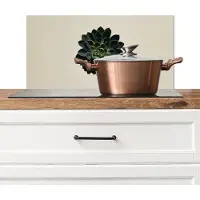 KitchenYeah Spatscherm keuken 70x30 cm - Kookplaat achterwand Rozet - Cirkelvormig - Donkergroen - Muurbeschermer - Spatwand fornuis - Hoogwaardig aluminium