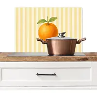 KitchenYeah Spatscherm keuken 70x50 cm - Kookplaat achterwand Sinaasappel - Strepen - Oranje - Zomers - Muurbeschermer - Spatwand fornuis - Hoogwaardig aluminium