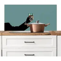 KitchenYeah Spatscherm keuken 100x50 cm - Kookplaat achterwand Arm - Glas - Pak - Blauw - Muurbeschermer - Spatwand fornuis - Hoogwaardig aluminium