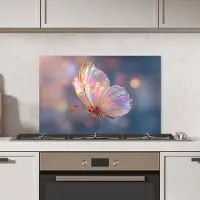 KitchenYeah Spatscherm keuken 70x50 cm - Kookplaat achterwand Vlinder - Vleugels - Pastel - Glinstering - Muurbeschermer - Spatwand fornuis - Hoogwaardig aluminium