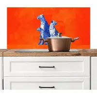 KitchenYeah Spatscherm keuken 100x50 cm - Kookplaat achterwand Luipaarden - Stippen - Oranje - Muurbeschermer - Spatwand fornuis - Hoogwaardig aluminium
