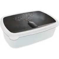 MuchoWow Broodtrommel Wit - Lunchbox Takken - Vaas - Bolletjes - Wit - Brooddoos 18x12x6 cm - Brood lunch box - Broodtrommels voor kinderen en volwassenen