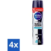 Nivea 4 x - Deospray - Men - Invisible Black & White Active - 250 ml - Deodorant Spray - Anti-vlekken - Zweetbescherming - Huidvriendelijk - 48 Uur Bescherming