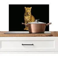 KitchenYeah Spatscherm keuken 60x40 cm - Kookplaat achterwand Panter - Realistisch - Bruin - Muurbeschermer - Spatwand fornuis - Hoogwaardig aluminium