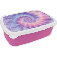 MuchoWow Broodtrommel Roze - Lunchbox Pasteltinten - Paars - Spiraal - Marmer print - Brooddoos 18x12x6 cm - Brood lunch box - Broodtrommels voor kinderen en volwassenen