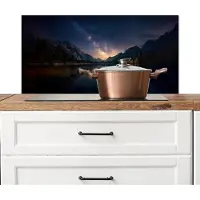 KitchenYeah Spatscherm keuken 90x45 cm - Kookplaat achterwand Kristalhelder meer - Bergen - Bergen - Muurbeschermer - Spatwand fornuis - Hoogwaardig aluminium