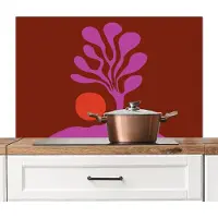 KitchenYeah Spatscherm keuken 100x65 cm - Kookplaat achterwand Boom - Paars - Cirkel - Vloeiend - Muurbeschermer - Spatwand fornuis - Hoogwaardig aluminium