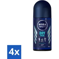 Nivea 4 x - Men - Deodorant - Roller - Dry Fresh - 48 Uur Lang Werkend - 50 ml - MEN Deodorant Roller - Anti-transpirant - 48 Uur Bescherming - Alcoholvrij - Frisheid