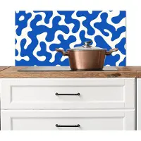KitchenYeah Spatscherm keuken 80x40 cm - Kookplaat achterwand Vormen - Abstract - Blauw - Golven - Muurbeschermer - Spatwand fornuis - Hoogwaardig aluminium