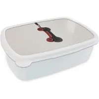 MuchoWow Broodtrommel Wit - Lunchbox Telefoon - Koord - Rood - Minimalistisch - Brooddoos 18x12x6 cm - Brood lunch box - Broodtrommels voor kinderen en volwassenen