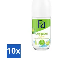 Fa Pflege 10 x Deodorant Roller Lime Squeeze 50 ml - Caribische Limoen - Deodorant Roller - Frisheid - Geurtjes - Vlekken